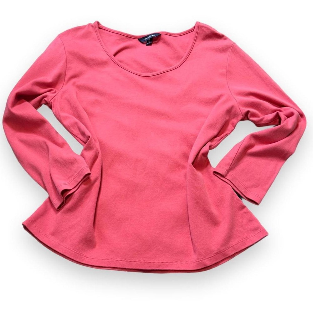 Vintage Y2K Lands End Pink Salmon Scoop Neck Top, Women's Size M